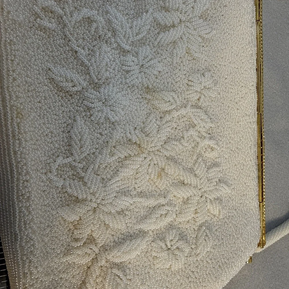 Vintage Handbag, Hand Beaded, Gold Accents, Evening Bag, Bridal, Floral, Formal